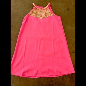 Lily Pulitzer Dress, Hot pink with gold trim